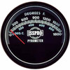 Isspro 3 Inch Type J Classic Pyrometer Kit 0-1800F W/ Black Bezel, Black Face, Red Pointer, 14 Ft. Wiring