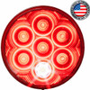 4 Inch Round White LED Stop, Tail, Turn & Back-Up Light Red Lens