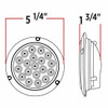 4 Inch Chrome Rnd LED W/ Flange Mount - Clear To Red 19 Diodes