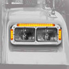 Dual Rectangular Headlight Bezel W/ Visor, Amber LEDs