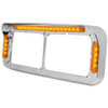 Dual Rectangular Headlight Bezel W/ Visor, Amber LEDs