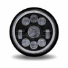 7 Inch Round Blackout LED Projection Headlight W/ White Auxiliary Angel Halo For Peterbilt 359, 378, 379, 388, 389