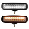 2 X 6 Inch 18 Diode LED Work Light Amber Top Row & White Flood Bottom Row 1320 Lumens