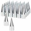 Chrome Spike Hubcap Push-On Nut Covers For Chevrolet Silverado, GMC Sierra - Box Of 32