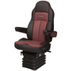 Seats Inc. Legacy Silver Seat W/ High Back, STD Base, Armrests, Bellows - DuraLeather Black / Burgundy