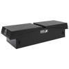 71 X 16 X 23 Inch Smooth Black Aluminum Gullwing Tool Box W/ Black Diamond Plate Dual Lid