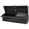 65 X 16 X 16 Inch Smooth Aluminum Low Side Tool Box W/ Smooth Aluminum Base, Black Diamond Plate Lid