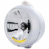 Stainless Guide 682-C H4 Halogen Headlight With 10 Amber LED Accents, Amber/Clear Single Function Signal For Peterbilt, Freightliner, International & Mack