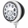 Black Guide Style Hot Rod Headlight With 11 Diode High Power LEDs, Chrome Housing, Chrome Bezel