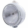 Stainless Steel Guide 682-C Headlight W/ H6024 Bulb, 5 Diode Amber/Clear LED Turn Signal Light For Peterbilt, Freightliner, International & Mack