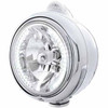 Stainless Guide 682-C H4 Headlight W/ 34 White LED Position Light, 5 Diode Amber/Clear LED Turn Signal Light For Peterbilt, Freightliner, International & Mack