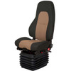 National Admiral High Back Seat W/ Standard Base, Passenger Side Swivel, Bellows, Heat, Wide Back - Raven Wing Black & Tan Leather