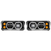 Blackout Dual Square LED Projection Headlight With Auxiliary Halo Rings & Amber LED Turn Signal