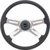18 Inch Chrome 4 Spoke Black Poly Convoy Steering Wheel Kit With Chrome Bezel & Black Horn Pad