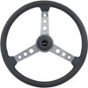 20 Inch Chrome 3 Spoke Black Leather Steering Wheel Kit With Chrome Bezel & Black Horn Button