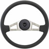 18 Inch Nickel 2 Spoke Black Top Grain Leather Marion Steering Wheel Kit With Black Bezel & Horn