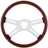 18 Inch Chrome 4 Spoke Wood Steering Wheel Kit