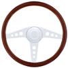 18 Inch Chrome 3 Spoke Circle Cutout Wood Steering Wheel Kit
