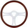 18 Inch Chrome 3 Spoke Blade Cutout Wood Steering Wheel Kit
