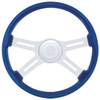 18 Inch Chrome 4 Spoke Blue Wood Steering Wheel Kit