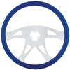 18 Inch Chrome 4 Spoke With Triangle Cutout Blue Wood Steering Wheel Kit