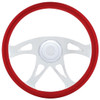 18 Inch Chrome 4 Spoke With Triangle Cutout Red Wood Steering Wheel Kit