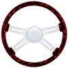 18 Inch Chrome 4 Spoke Black & Red Skull Hydro-Dipped Wood Steering Wheel Kit