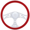18 Inch Chrome 3 Spoke Lady Cutout Red Wood Rim Steering Wheel Kit