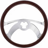 18 Inch Chrome 4 Spoke Scorpion Cutout Wood Steering Wheel Kit