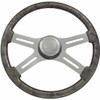 18 Inch Chrome 4 Spoke Gray Snake Skin Wood Steering Wheel Kit With Matching Bezel