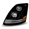 LED Projection Headlight With Black Housing & Daytime Running LED Lights For Volvo VNL Gen II