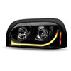 Blackout Halogen Projection Headlight With LED Light Bar For Freightliner Century
