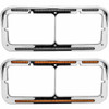 Dual Square Headlight Bezel With Flatline LED Lights Clear/Amber