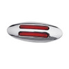 1.375 X 3.5 Inch 8 Diode Red LED Flatline Marker Light W/ Red Lens & Chrome Bezel