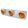 Stainless Steel Light Bracket, Three 2 1/2 Inch Beehive Lights W/ Amber Lens And Visors Stainless Steel Light Bracket, Three 2 1/2 Inch Beehive Lights W/ Amber Lens And Visors