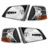Black Headlight Assembly W/ Bezel & Turn Signal - 4 PC Set For Volvo VNL, VNM Gen I