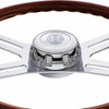 18 Inch 4 Spoke Wood Steering Wheel W/ Hub & Horn Button For Kenworth, Peterbilt