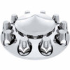 Chrome Plastic Pointed Axle Cover W/ 33 MM Push On Nut Covers For 20, 22 1/2 & 24 1/2 Inch Wheels