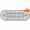 6 Inch Oval 12 LED Stop/Turn/Tail Light W/ Back Up Function & Heated Lens - Red To White LED/ Clear Lens