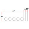 Stainless Steel Center Panel 33 X 3.24 X 20 Inch W/ 20 Inch Drop & 5 Round 4 Inch Light Holes
