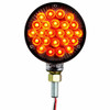 4 Inch Round 24 LED Pearl Double Face Pedestal Light W/ Single Post Mounting - Amber & Red LED/ Amber & Red Lens