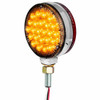 4 Inch Round 24 LED Pearl Double Face Pedestal Light W/ Single Post Mounting - Amber & Red LED/ Amber & Red Lens