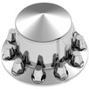 Chrome Pointed Rear Axle Cover W/ 33 MM Push On Nut Covers & Removable Hubcap