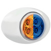 4 LED Double Fury Mini Oval Light - Amber to Blue / Clear Lens