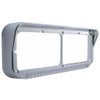 Chrome Rectangular Dual Headlight Bezel With Visor & 12 Inch LED Light Bar- Amber LED / Clear Lens