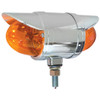3.5 Inch Double Face Spyder Pedestal Light W/ Chrome Housing & Visors - Amber LED / Amber Lens