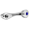 3 - 3/4 X 1 - 5/16 Inch Chrome Window Crank With Blue Jewel & 3/8 Inch Square Adapter