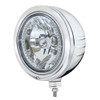 SS Bullet Embossed Stripe 34 White Led Crystal Halogen Headlight
