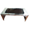 Coffee Table Brushed Stainless Steel W/ Semi Truck Graphic & Plexiglas Insert