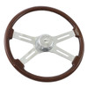 20 Inch Chrome 4 Spoke Mahogany Steering Wheel - Without Hub